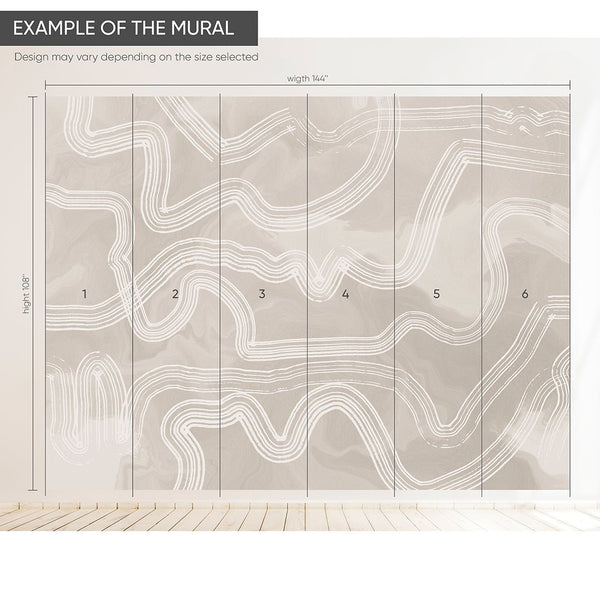 Beige Brush Lines Wall Mural AM009 - CostaCover - Peel and stick Removable Wallpaper - about walls - Abstract - Abstract Beige Gold Stripes Waves Removable Wallpaper near me