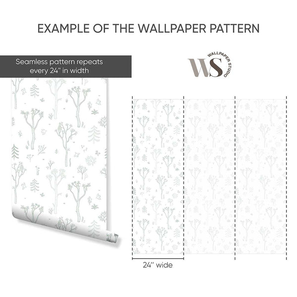 Green Tree Forest Wallpaper S045 - CostaCover - Peel and stick Removable Wallpaper - abstract forest - abstract wall art - abstract wallpaper