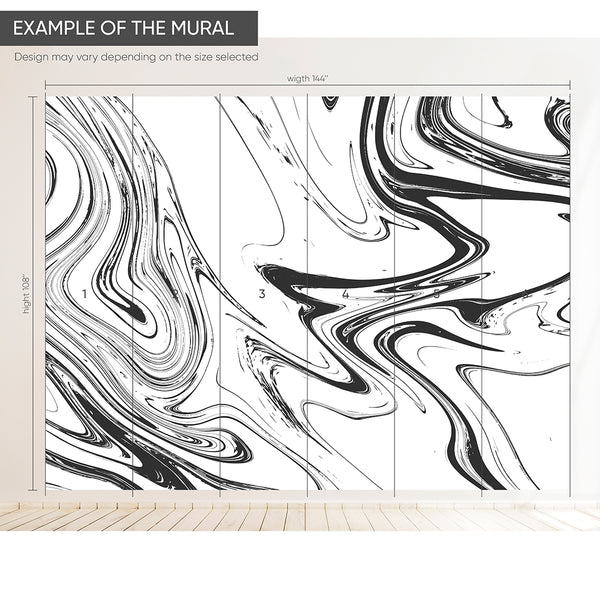 Black & White Marble Wall Mural AM054 - CostaCover - Peel and stick Removable Wallpaper - about walls - Abstract - abstract lines