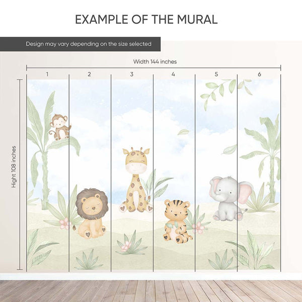 Pastel Safari Animal Wall Mural AM109 - CostaCover - Peel and stick Removable Wallpaper - abstract wall art - abstract wallpaper - accent wallpaper
