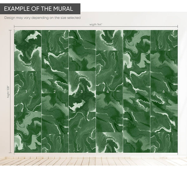 Green Marble Squares Wall Mural AM033 - CostaCover - Peel and stick Removable Wallpaper - about walls - Abstract - Abstract Labyrinth Lines