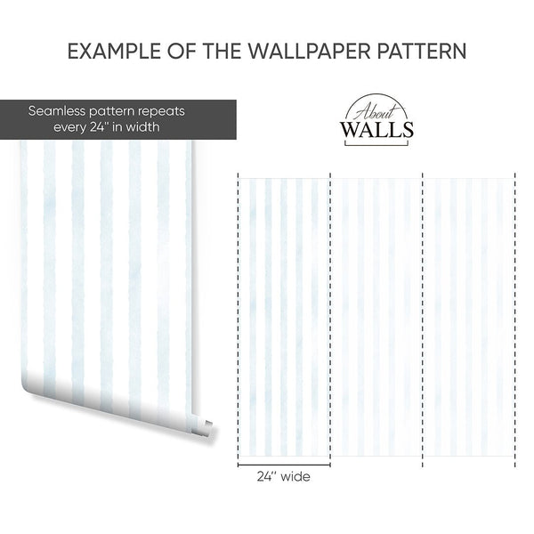 Blue Watercolor Stripes Wallpaper A060 - CostaCover-Peel and stick Removable Wallpaper-Abstract-abstract lines-abstract mural