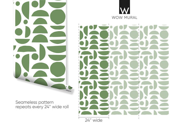 Green Boho Stones Wallpaper W029 - CostaCover - Peel and stick Removable Wallpaper - Abstract - abstract lines - abstract wall art