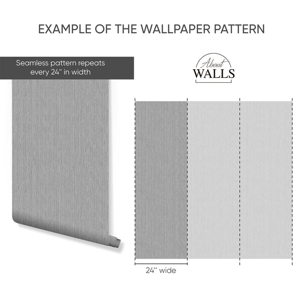 Vertical gray texture wallpaper with a soft ribbed effect, ideal for adding subtle sophistication to corridors or home offices.