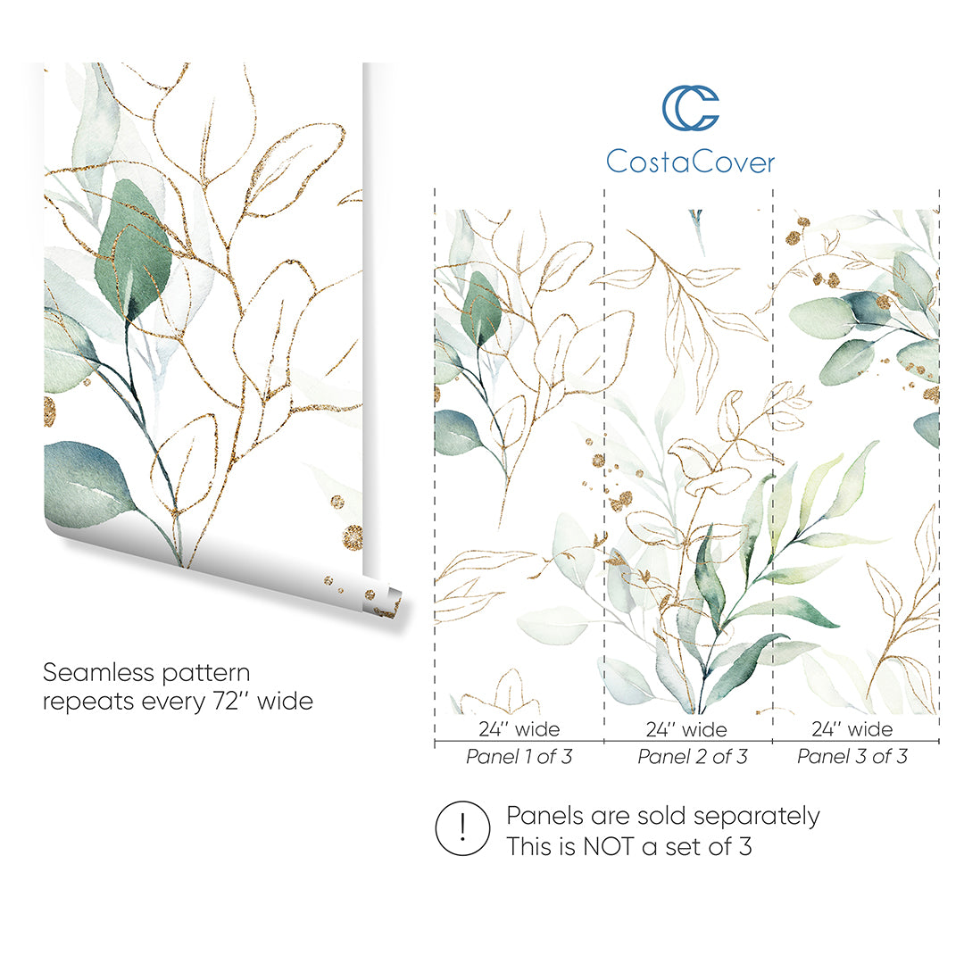 Eucalyptus Leaves and Branches Self Adhesive Removable Wallpaper CC227