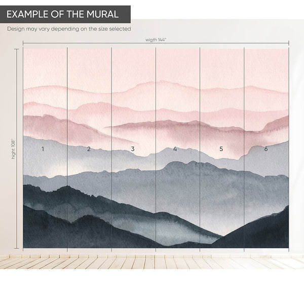 Watercolor Mountains Wall Mural WM037 - CostaCover - Peel and stick Removable Wallpaper - Abstract - abstract lines - abstract wall art