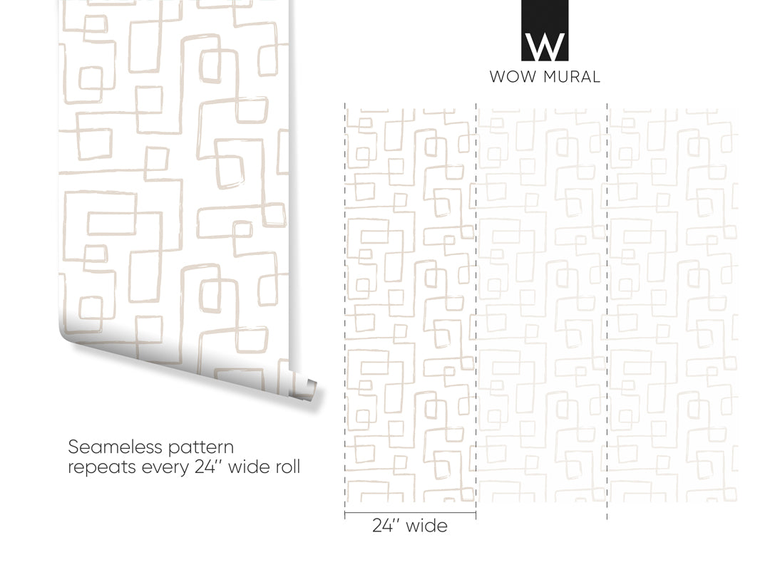 Abstract Beige Line Wallpaper W019