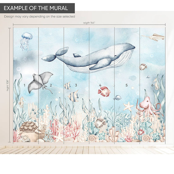 Undersea World Wall Mural WM055 - CostaCover - Peel and stick Removable Wallpaper - abstract wallpaper - adhesive wallpaper - animal print