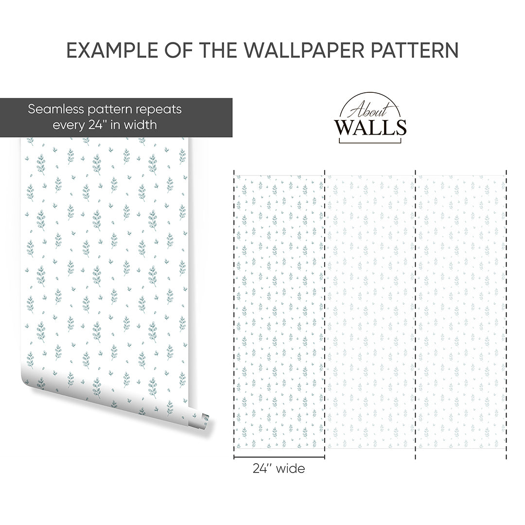Tiny Green Floral Wallpaper A054
