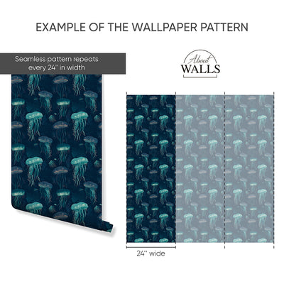 Nautical Dark Navy Jellyfish Wallpaper A110