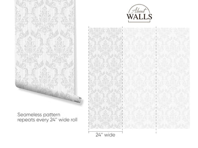 Gray Classic Damask Wallpaper A023