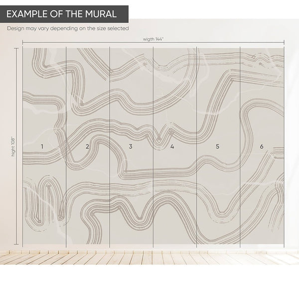 Beige & Brown Brush Lines Wall Mural AM010 - CostaCover - Peel and stick Removable Wallpaper - about walls - Abstract - Abstract Beige Gold Stripes Waves Removable Wallpaper