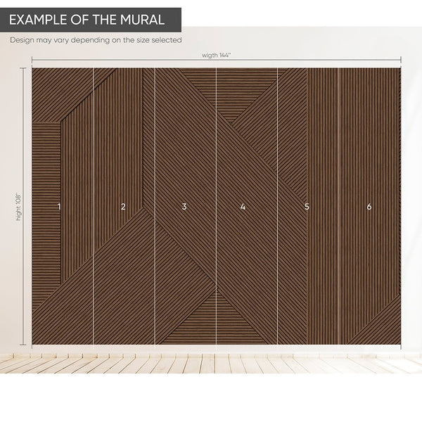 Geometric Wooden Panels Effect Wall Mural AM075 - CostaCover - Peel and stick Removable Wallpaper - about walls - abstract wallpaper - accent wallpaper