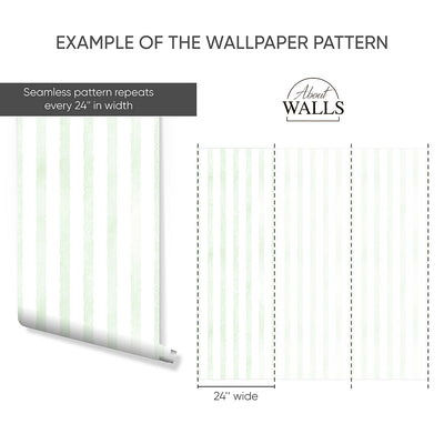 Green Watercolor Stripes Wallpaper A059