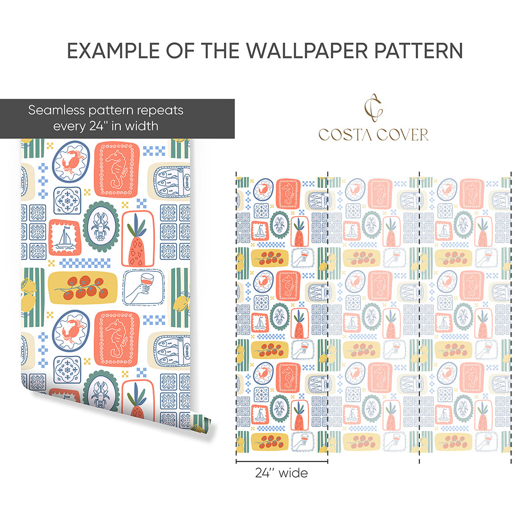 Mediterranean Kitchen Tile Wallpaper CC359