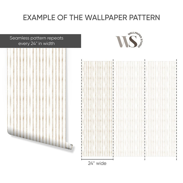 Beige Stripes Wallpaper S115 - CostaCover - Peel and stick Removable Wallpaper - Abstract - abstract wall art - abstract wallpaper