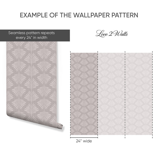 Mauve Gray Palm Leaf Wallpaper L017