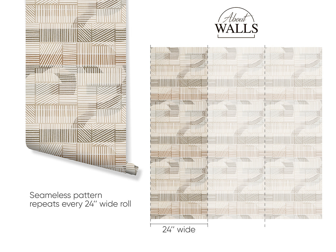 Beige Brown Stripes Wallpaper A009