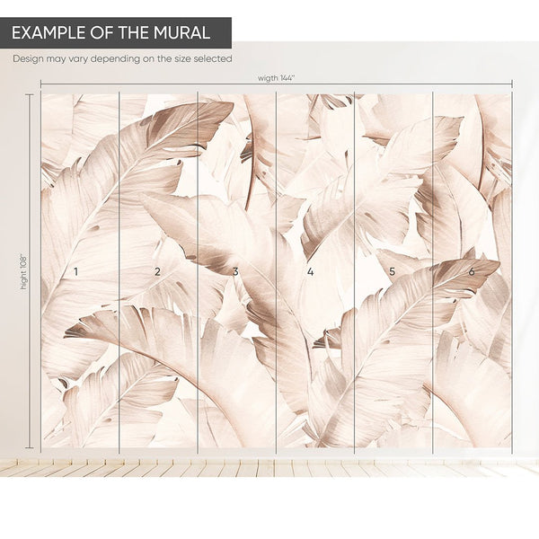 Beige Banana Leaves Wall Mural WM021 - CostaCover - Peel and stick Removable Wallpaper - adhesive wallpaper - banana leaves - Banana leaves wallpaper