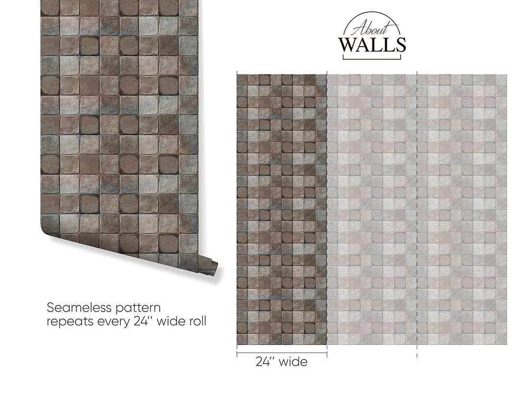 Brown Gray Square Stones Wallpaper A018