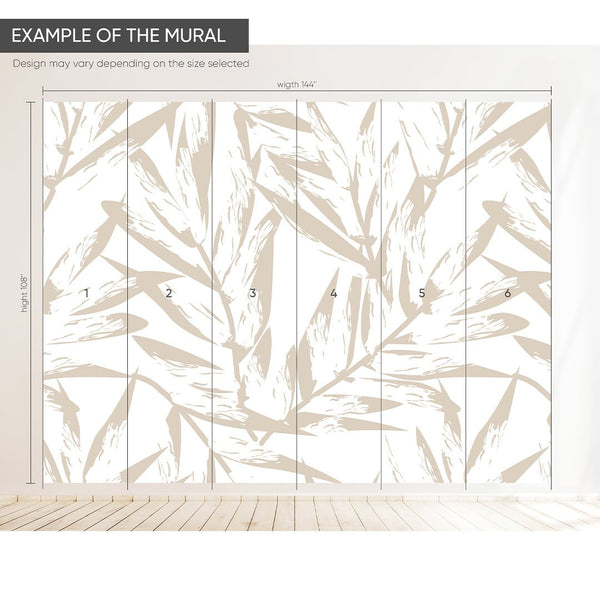 Beige Palm Leaves Grasscloth Wall Mural CG015 - CostaCover - Traditional Wallpaper - abstract wallpaper - bathroom wallpaper - bedroom wallpaper