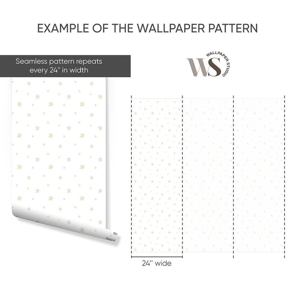 Beige Stars Wallpaper S114 - CostaCover - Peel and stick Removable Wallpaper - Abstract - abstract wall art - abstract wallpaper