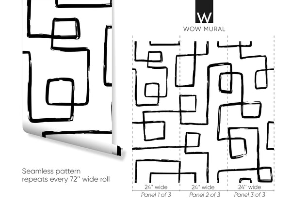 Abstract Black Line Wallpaper W016 - CostaCover - Peel and stick Removable Wallpaper - Abstract - abstract lines - abstract wall art