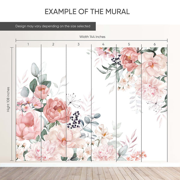 Soft Pink Flowers Bouquet Wall Mural SM029 - CostaCover - Peel and stick Removable Wallpaper - accent wallpaper - adhesive wallpaper - baby bedroom