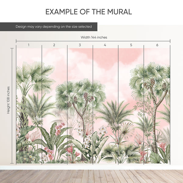 Pink Tropical Palm Tree Wall Mural AM179