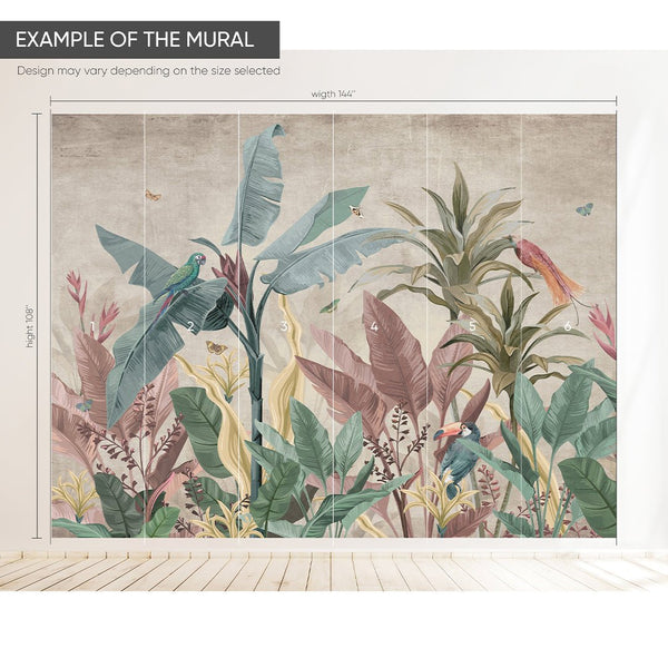 Vintage Palm Leaves Wall Mural CCM166 - CostaCover - Peel and stick Removable Wallpaper - Abstract - accent wallpaper - adhesive wallpaper