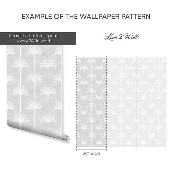 Light Gray Palm Tree Wallpaper L009