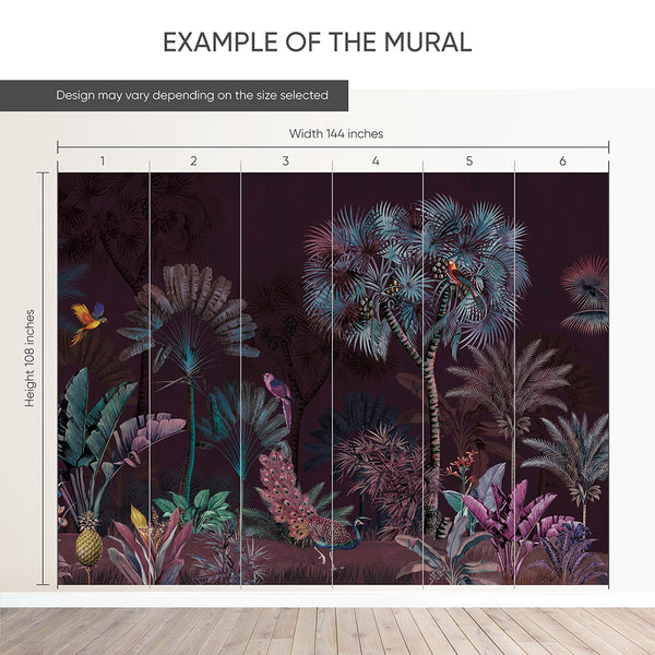 Dark Purple Tropical Jungle Wall Mural AM181