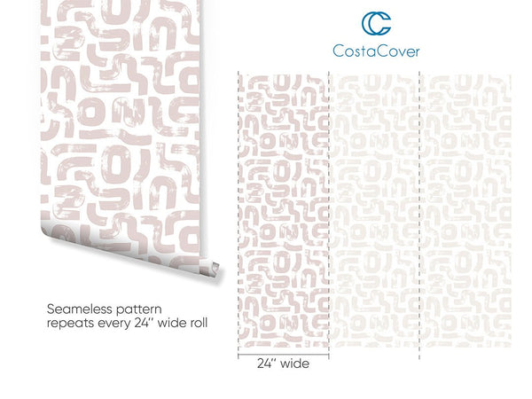 Blush Pink Lines Wallpaper CC290 - CostaCover - Peel and stick Removable Wallpaper - Abstract - Abstract Labyrinth Lines - abstract lines