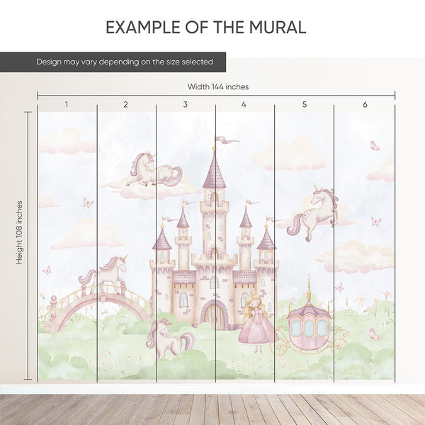 Pastel Magical Kingdom Wall Mural AM132 - CostaCover-Peel and stick Removable Wallpaper-accent wallpaper-adhesive wallpaper-baby bedroom