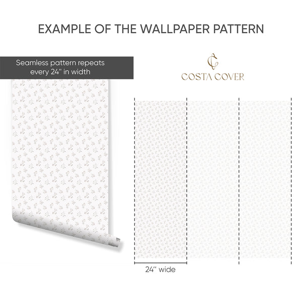Neutral Farmhouse Floral Wallpaper CC369