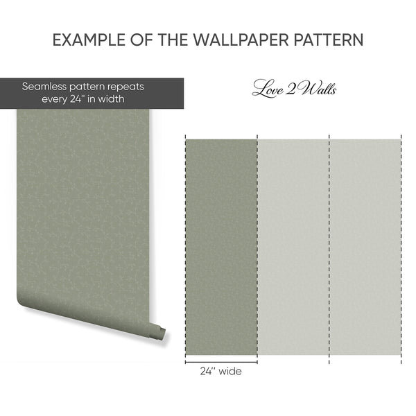 Sage Green Floral Vine Wallpaper L115