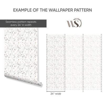 Tiny Neutral Wildflowers Wallpaper S064