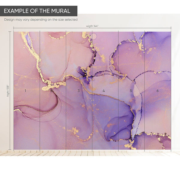 Lilac Purple Watercolor Ink Wall Mural CCM128 - CostaCover - Peel and stick Removable Wallpaper - abstract wallpaper - accent wallpaper - alcohol ink print