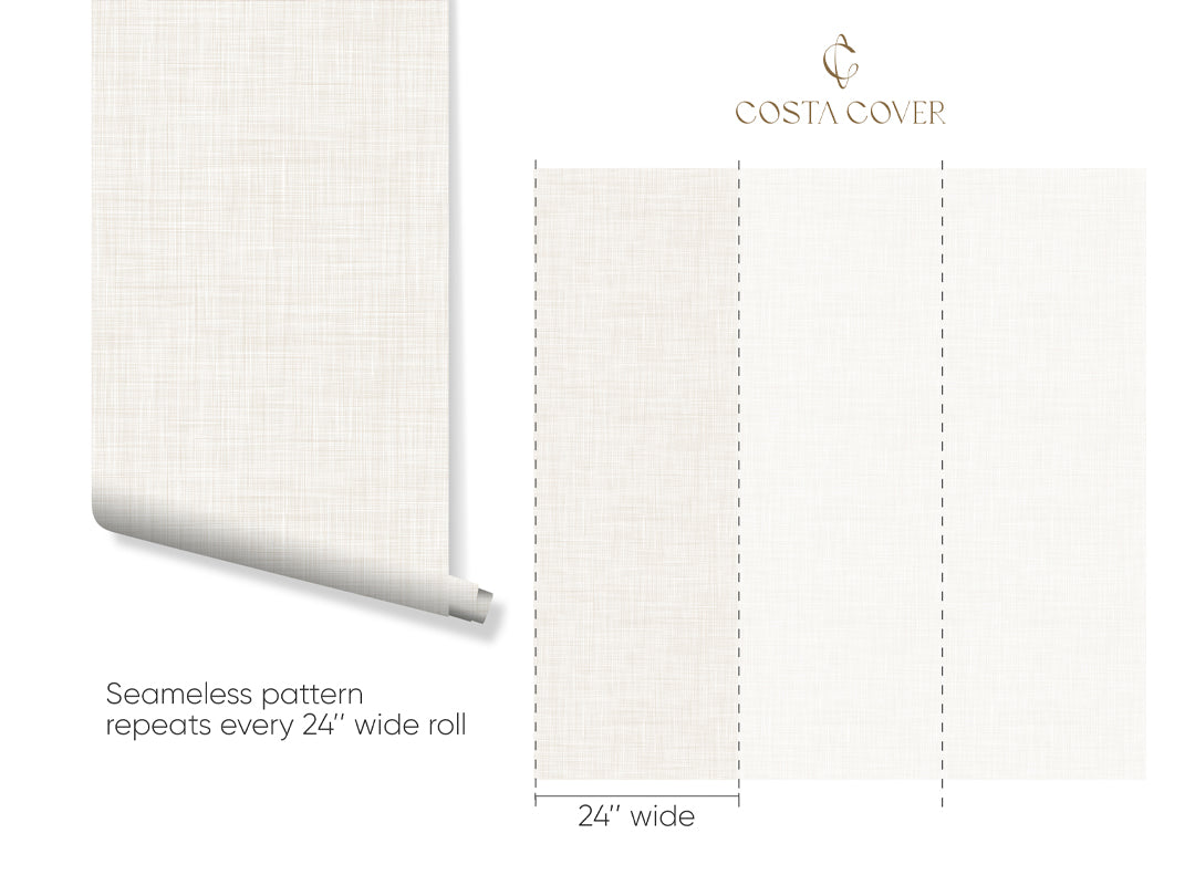 Neutral Beige Linen Wallpaper CC340