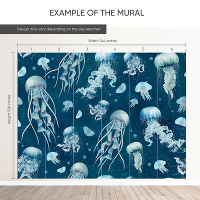 Blue Neon Jellyfish Wall Mural SM063