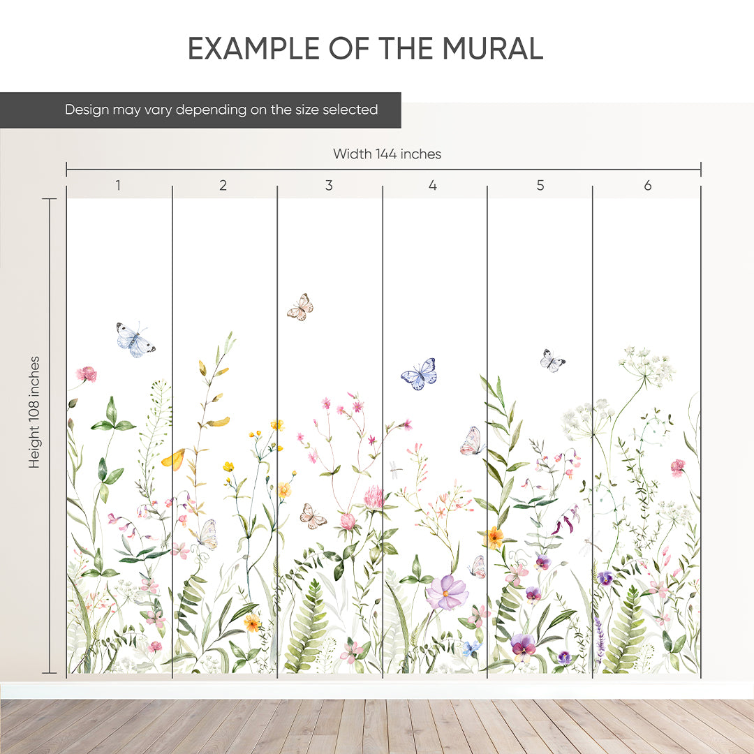 Colored Wildflowers Field Wall Mural SM043