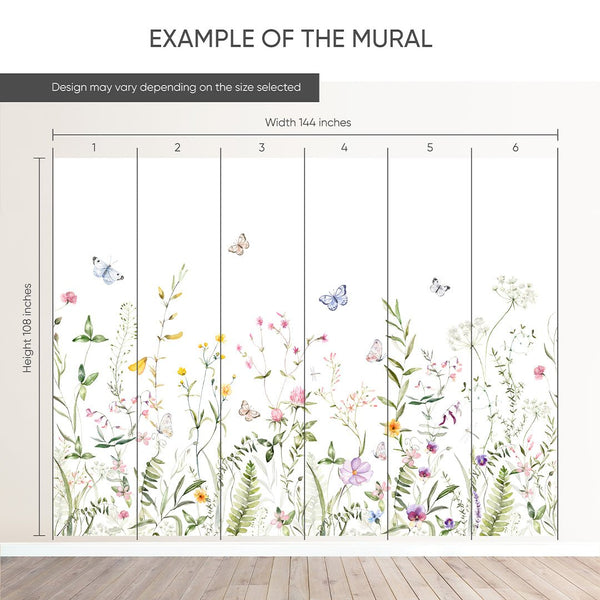 Colored Wildflowers Field Wall Mural SM043 - CostaCover - Peel and stick Removable Wallpaper - accent wallpaper - adhesive wallpaper - baby bedroom