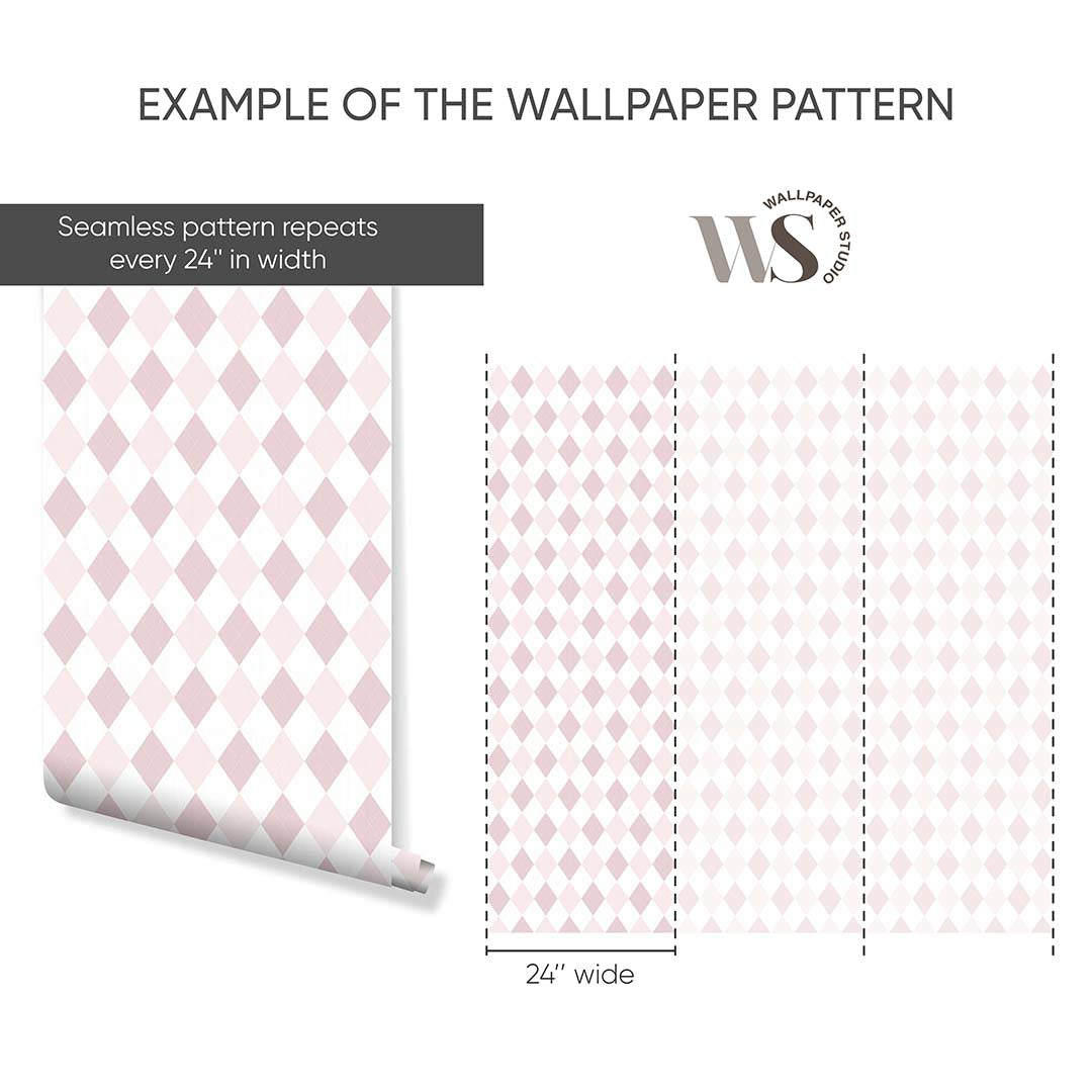 Two Color Pink Rhombus Wallpaper S023