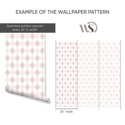 Light Pink Rhombus Wallpaper S023