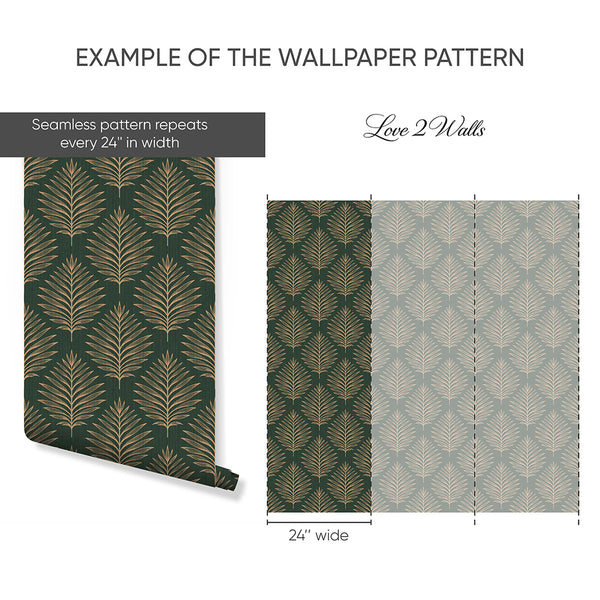 Dark Green Palm Leaves Wallpaper L057