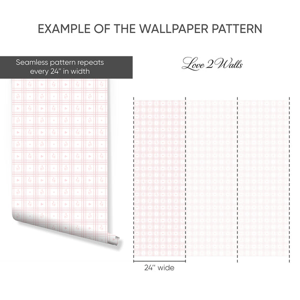 Pink Plaid Floral Wallpaper L150