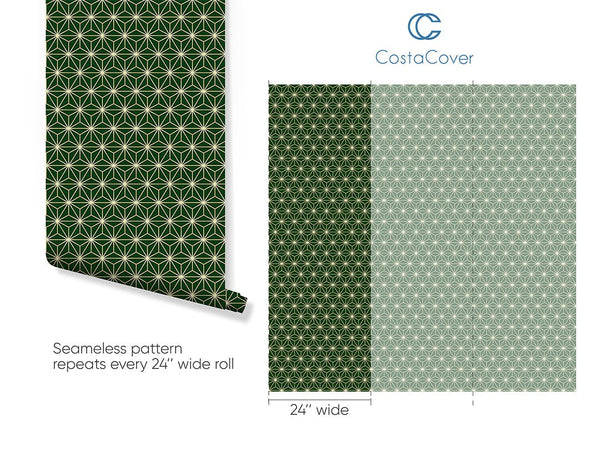 Green Beige Prism Wallpaper CC303 - CostaCover - Peel and stick Removable Wallpaper - Abstract - Abstract Labyrinth Lines - abstract lines