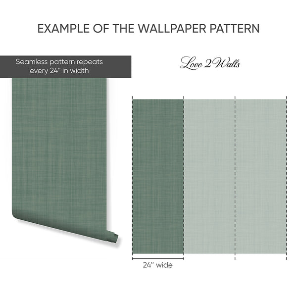 Green Linen Texture Wallpaper L050
