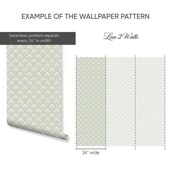 Sage Green Botanical Leaves Wallpaper L021