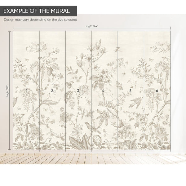 Beige Vintage Garden Grasscloth Wall Mural CG007 - CostaCover - Traditional Wallpaper - abstract wallpaper - accent wallpaper - Aesthetic wallpaper